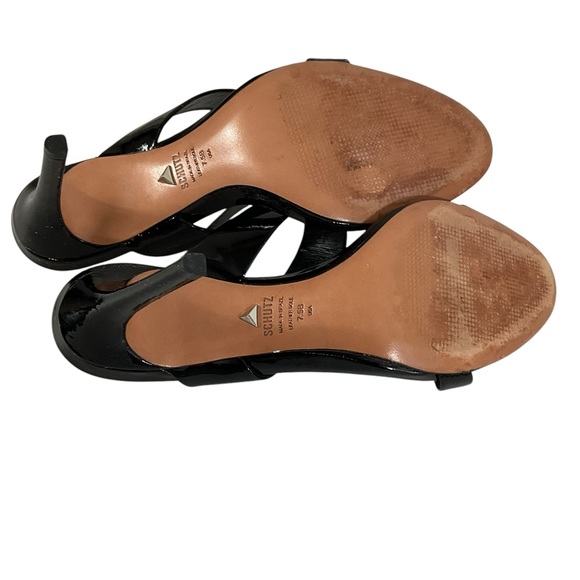 Schutz Black Patent Leather Strappy Heeled Sandals Size 7.5B Made in Brazil - Picture 9 of 12